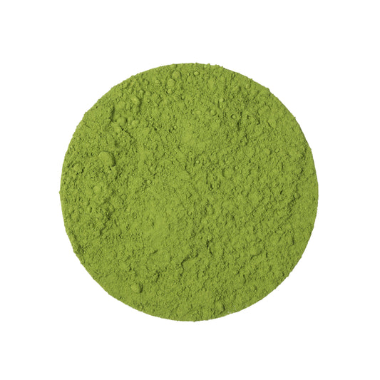 Premium ceremonial matcha green tea powder with a vibrant green color and fine texture, showcasing the quality of high-grade Japanese-style matcha
