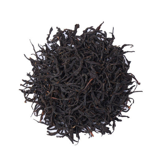 Premium High Mountain Selenium Rich Black Tea from Hubei, China, featuring twisted loose tea leaves with a dark color and rich traditional black tea character