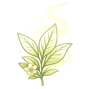 Fresh and naturally sweet tea icon with floral aroma for Baiye No. 1 green tea.