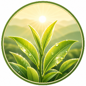 First harvest matcha icon showing tender spring tea leaves picked at their freshest stage.