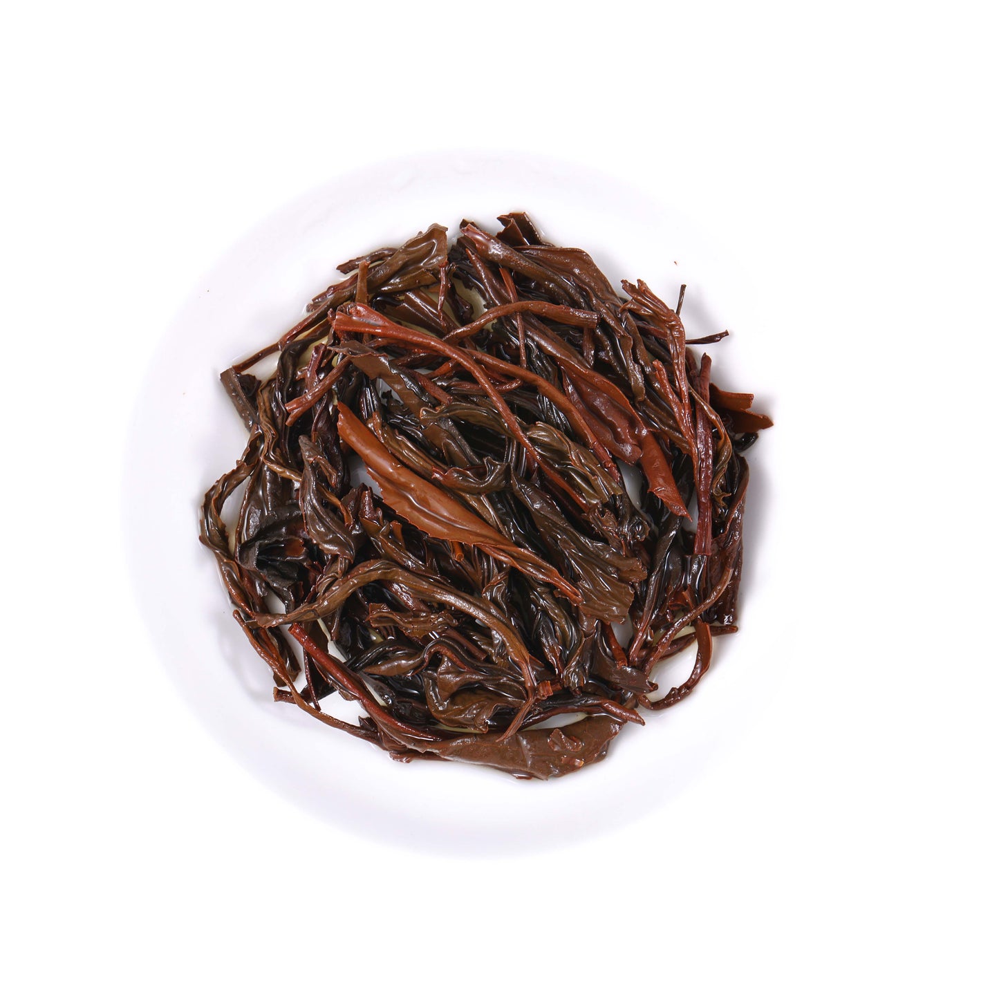 High Mountain Selenium Rich Black Tea infused leaves from Hubei, China, featuring fully expanded reddish-brown tea leaves with rich color and authentic high mountain black tea character