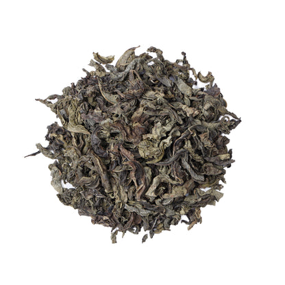 Premium Laifeng Large Leaf Vine Tea from Hubei, China, featuring natural loose leaf herbal tea leaves with a rich texture and traditional processing style