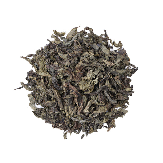 Premium Laifeng Large Leaf Vine Tea from Hubei, China, featuring natural loose leaf herbal tea leaves with a rich texture and traditional processing style