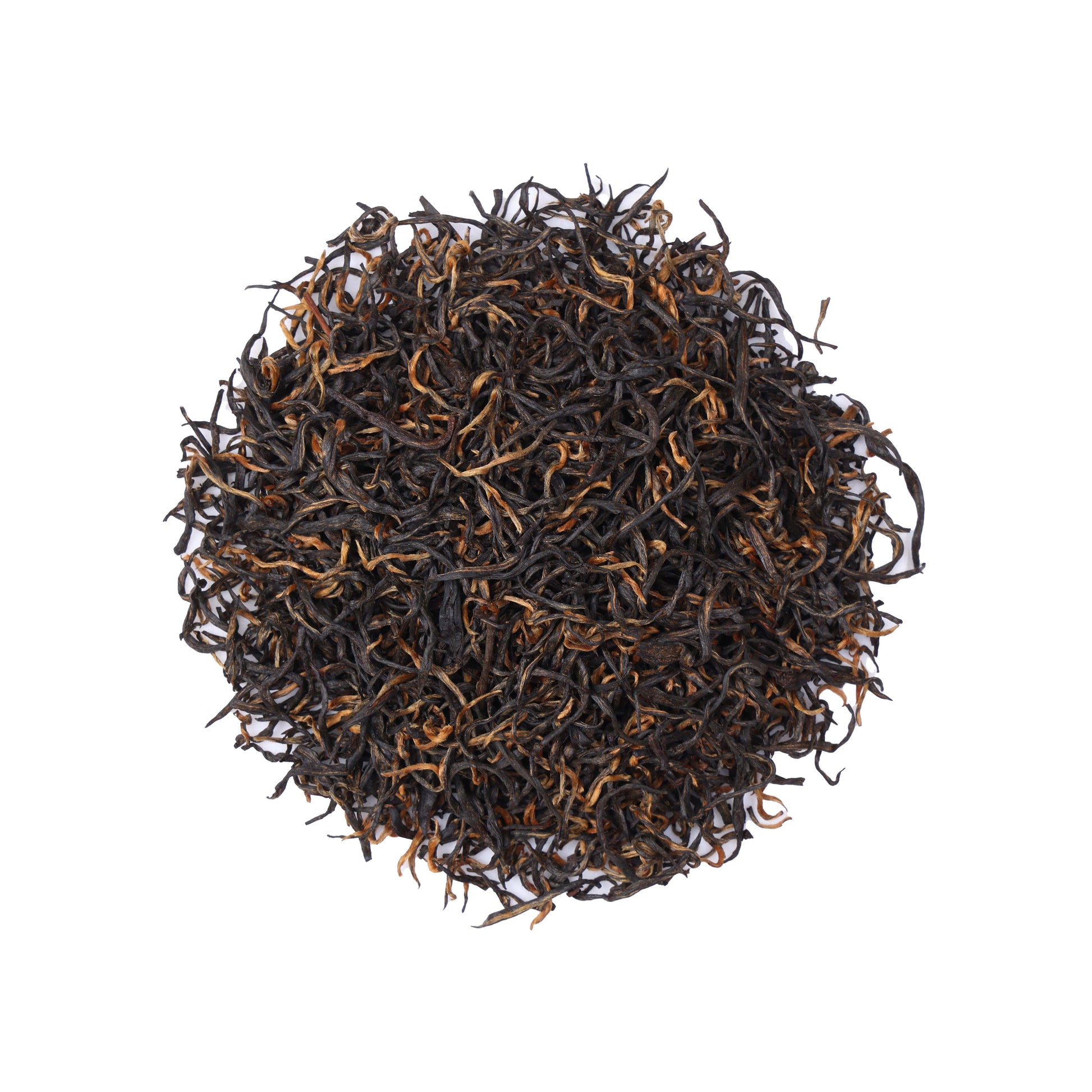 Premium Lichuan Gongfu Black Tea buds from Hubei, China, featuring fine golden tips and delicate twisted leaves with a rich aroma and creamy tea liquor quality