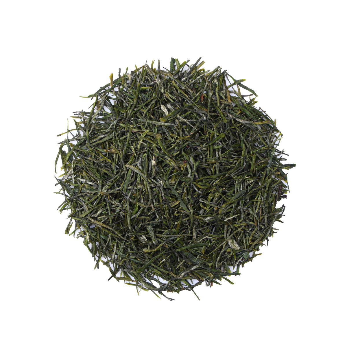Premium Enshi Yulu Green Tea from Hubei, China, featuring fine needle-shaped loose tea leaves with a vibrant green color and delicate appearance