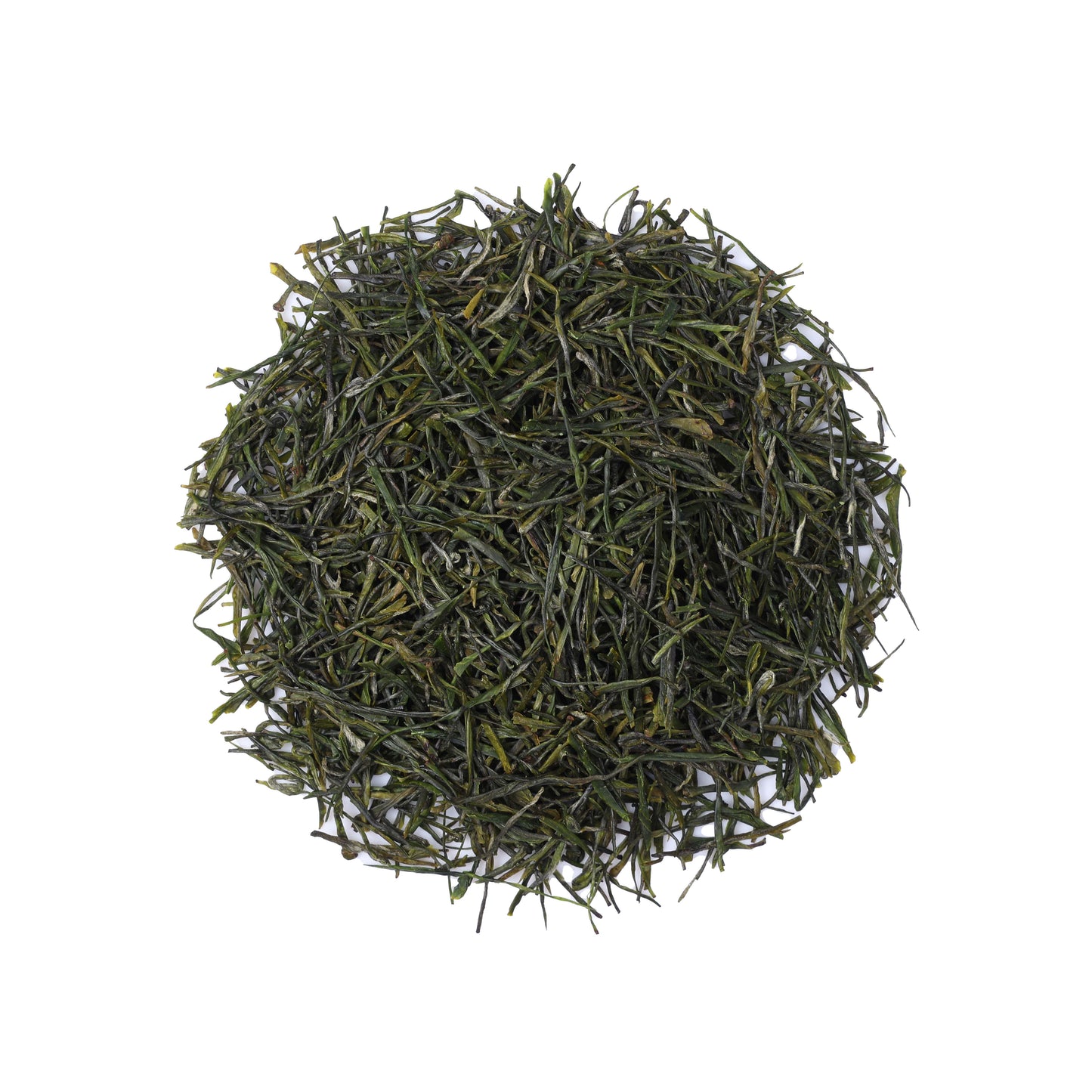 Premium Grade Enshi Yulu Green Tea from Hubei, China, featuring fine needle-shaped loose leaves with a vibrant green color and elegant appearance
