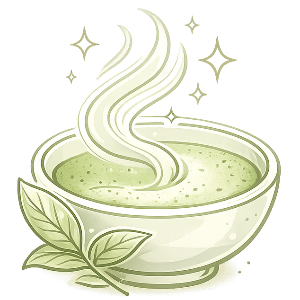 Rich umami matcha tea icon representing a smooth, mellow and creamy matcha flavor.