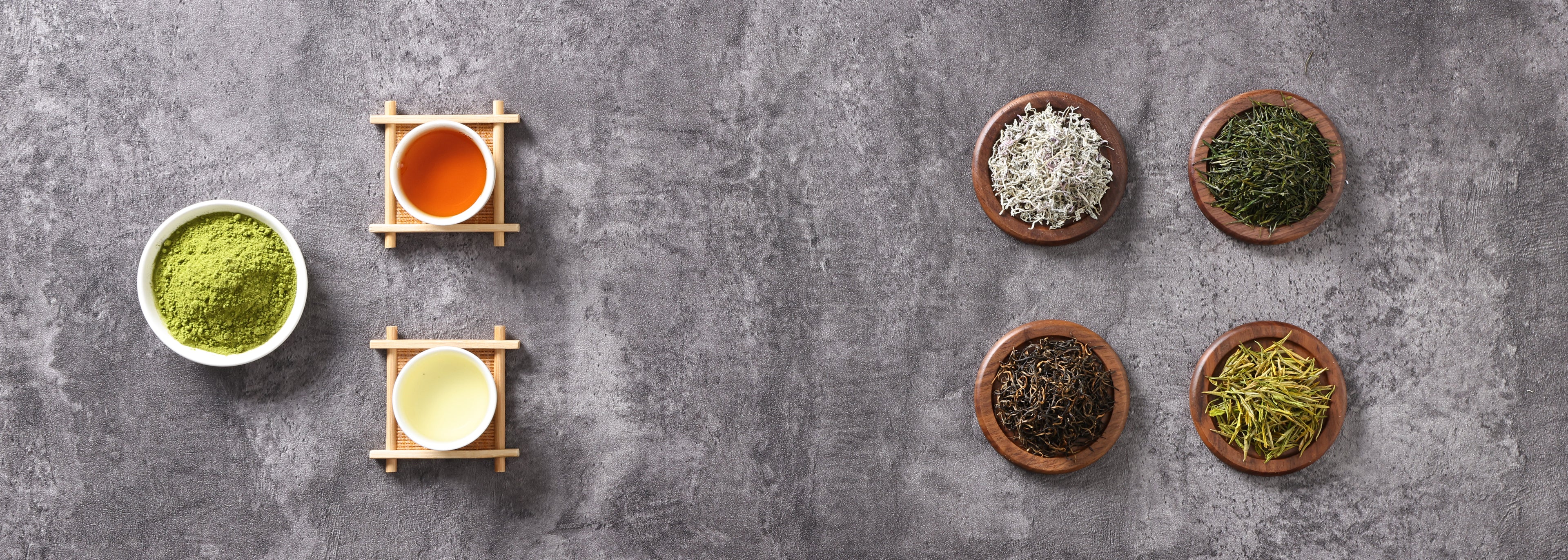 Seteng Tea premium Chinese tea collection featuring Enshi Yulu green tea, black tea, vine tea and matcha powder