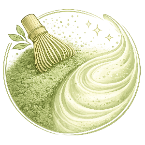 Vibrant green matcha powder icon representing fresh color and high-quality ceremonial matcha.