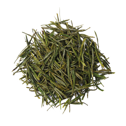 Premium Xianfeng Anji Bai Cha Green Tea from Hubei, China, featuring delicate white tea variety leaves with a fresh green color and elegant appearance